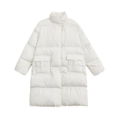 beige Свободное толстое Стеганое пальто средней длины, женская зимняя куртка, новая Корейская женская хлопковая одежда со стоячим воротником, верхняя одежда, пальто f1913 - Цвет: beige