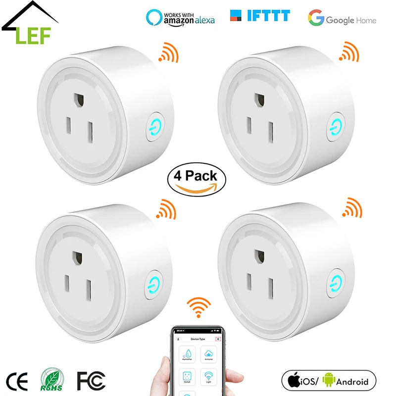 Wifi-Plug Voice-Control Smart-Socket-Work Alexa Tuya Mini Google Home Wireless with Outlet