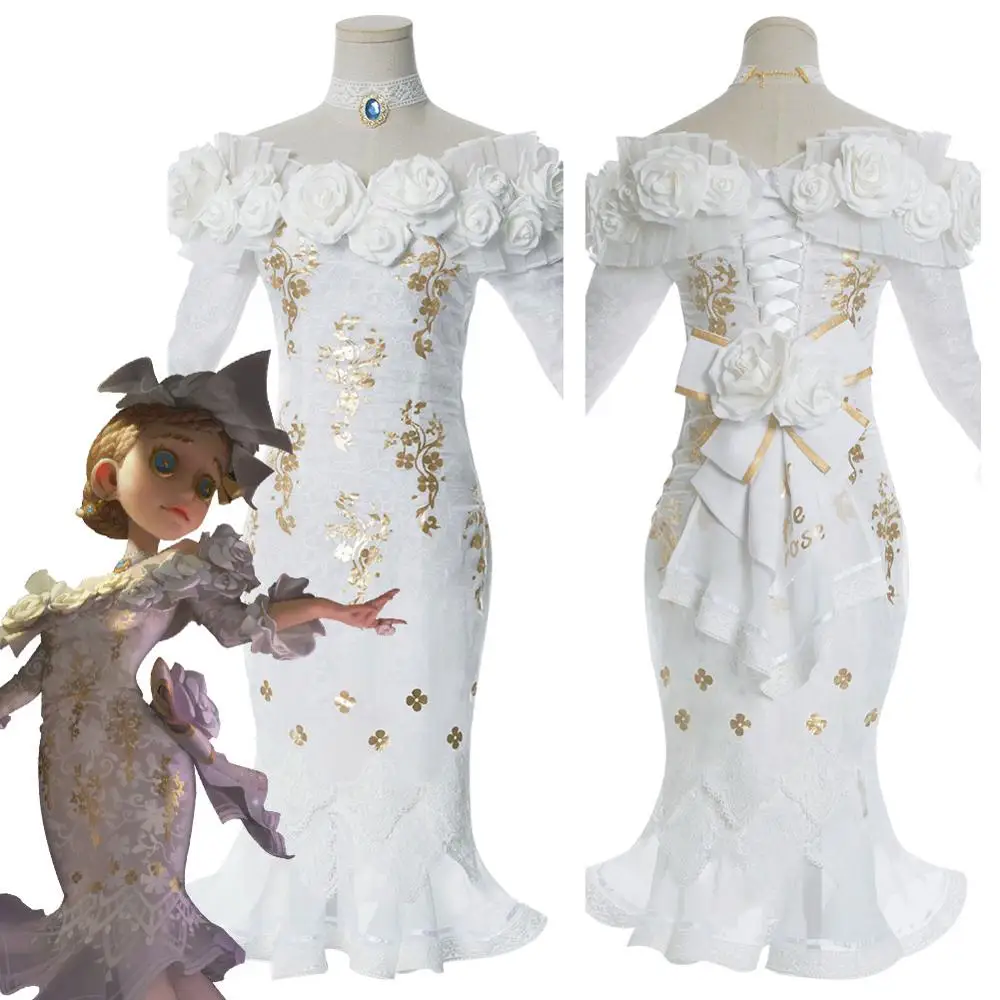 

Anime! Identity V Cosplay Vera Nair White Noble Dress Cosplay Costume Full Set For Women Halloween Party Carnival