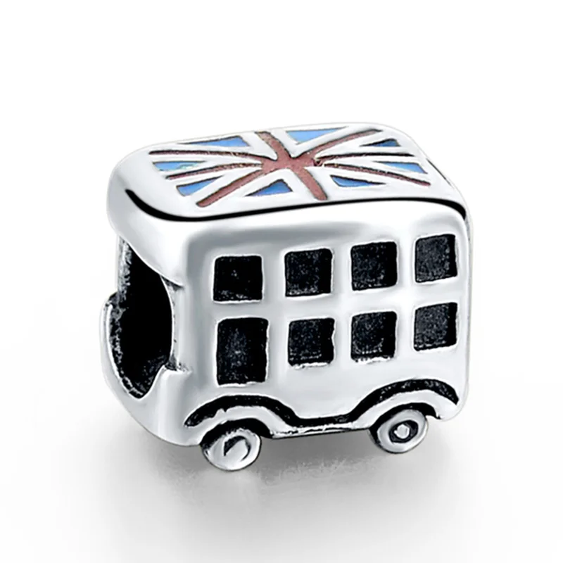 

Strollgirl new 100%925 sterling silver England flag car charm DIY beads suitable for Pandora bracelet women fashion Jewelry gift
