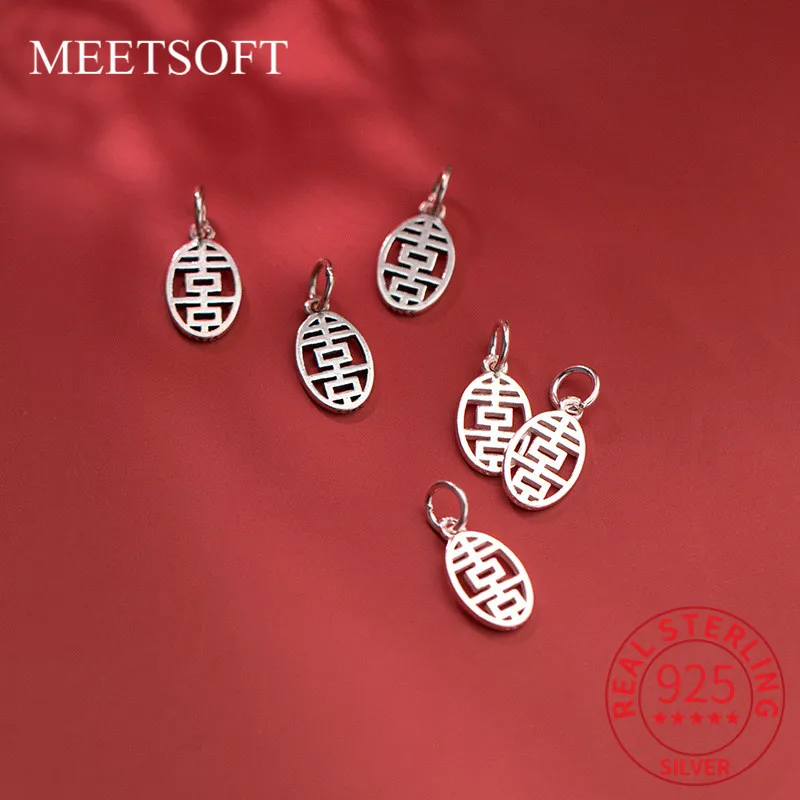 Meetsoft Trendy 925 Sterling Silver Happiness Letter Hollow Charms Speciale Di Fai Da Te Fatto A Mano Trovare Accessorio Per Gioielli