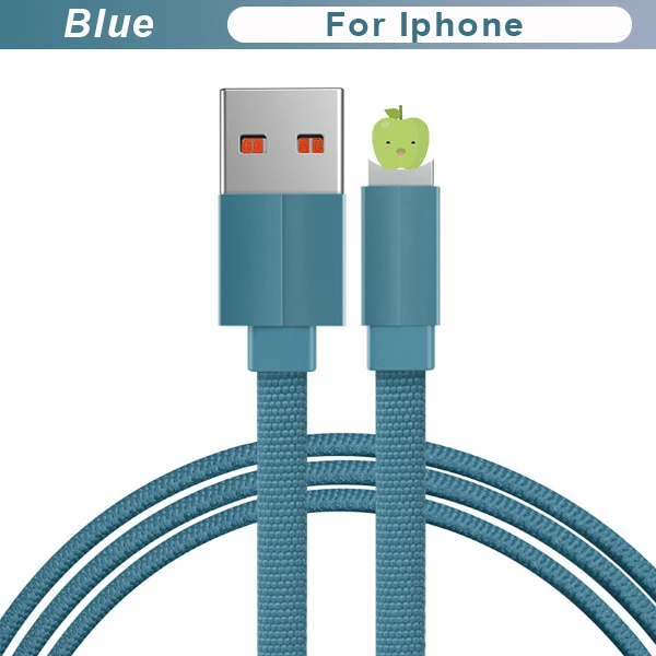 8 pin Blue FBYEG кабель-лапша Типа C для зарядного устройства, запасное зарядное устройство 3A, быстрое зарядное устройство, микро кабель USB с подсветкой, портативный цветной кабель - Цвет: 8 pin Blue