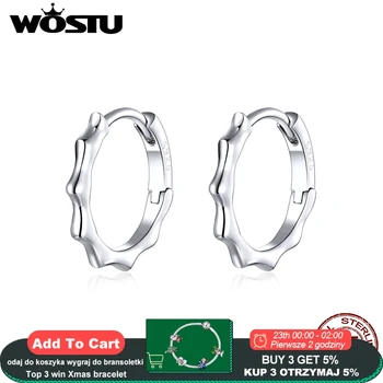 

WOSTU Genuine 925 Sterling Silver Wave Line Hoop Earrings Simple Circle Big Earrings For Women Trendy Jewelry Gift CQE843