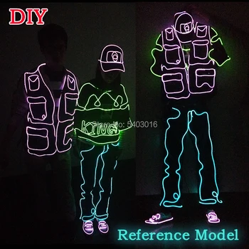 

LED Twinkle Cold Light Dance Show Costume EL Wire Suit to DIY Costume EL Wire Set DIY Decor Dance Cloth