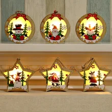 Деревянные рождественские украшения, винтажные рождественские деревянные подвески, украшения, рождественские украшения для дома, светильник