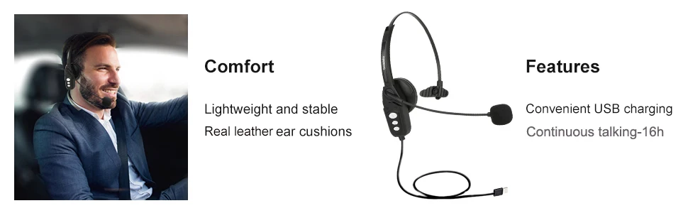 Wantek conambo Bluetooth гарнитура V5.0, Pro Беспроводная гарнитура с высокой четкостью голоса с шумоподавлением Микрофон для сотового Phone-JBT800 Pro