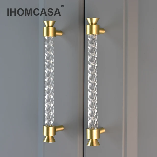 IHOMCASA โมเดิร์นทองเหลือง Golden ห้องครัวเฟอร์นิเจอร์จับลิ้นชักตู้รองเท้าดึงตู้ตู้เสื้อผ้าประตู Knobs อะคริลิค 1