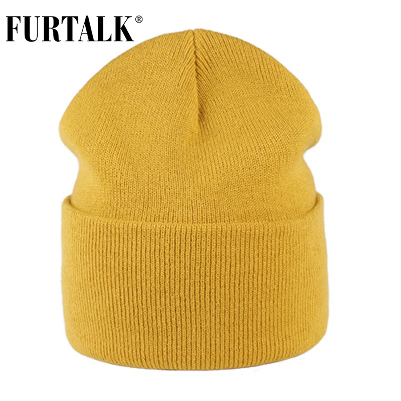 

FURTALK Spring Autumn Watch Cap Woman Wool Knit Beanie Ski Cap Braided Hat