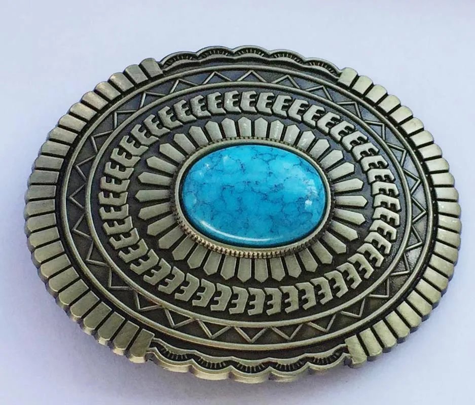 Hot Sale Vintage Turquoise Cowboy Belt Buckle Swby906 Suitable For 4cm