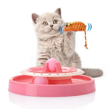 

Dropship Eduactional Funny Crazy Cat Toy Turntable Dog Amusement Plate Mouse Spring Cat Toys Turntable Pet Cat Interactive Toys