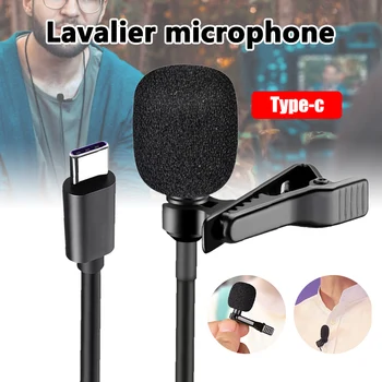

Phone Microphone with Collar Clip Omnidirectional Condenser Microphone for Type C Interview Vlog Live DQ-Drop