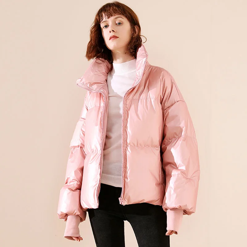 2020 Female Glossy Down Parka Winter Jacket Women