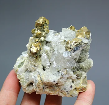 

203g Natural Polyhedron chalcopyrite and Calcite symbiosis mineral specimen stones and crystals healing crystals quartz