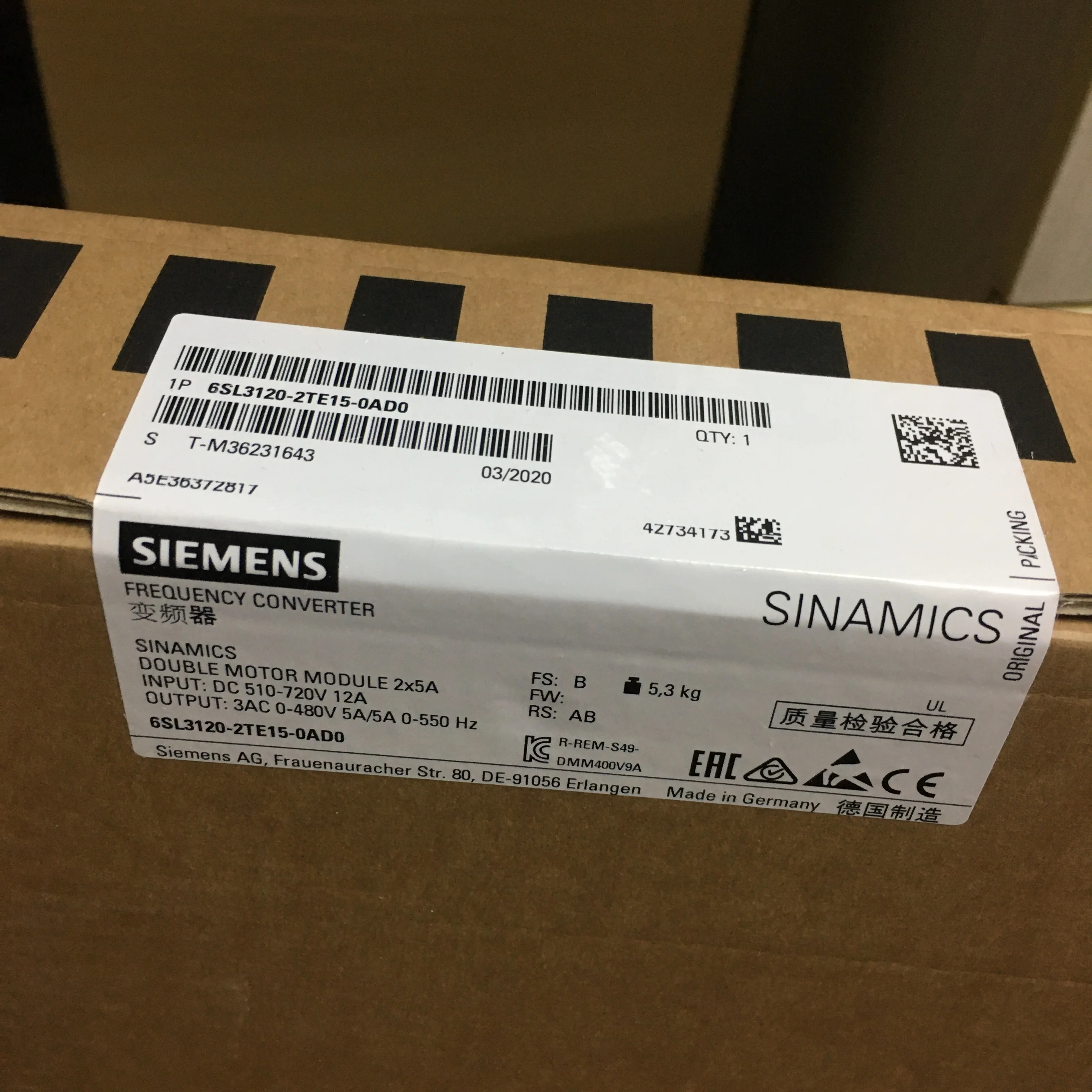 Рисунок 3 - 6SL3120-2TE15-0AD0 S120 сервопривод с двумя осями