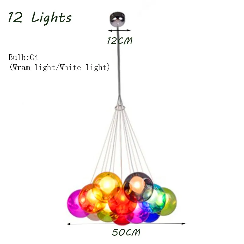 Современные светодиодные цветные Пузырьковые подвесные светильники в виде шаров, Подвесная лампа для спальни, люстра для детской комнаты, дизайнерская лампа для внутреннего освещения - Цвет абажура: 12 Lights