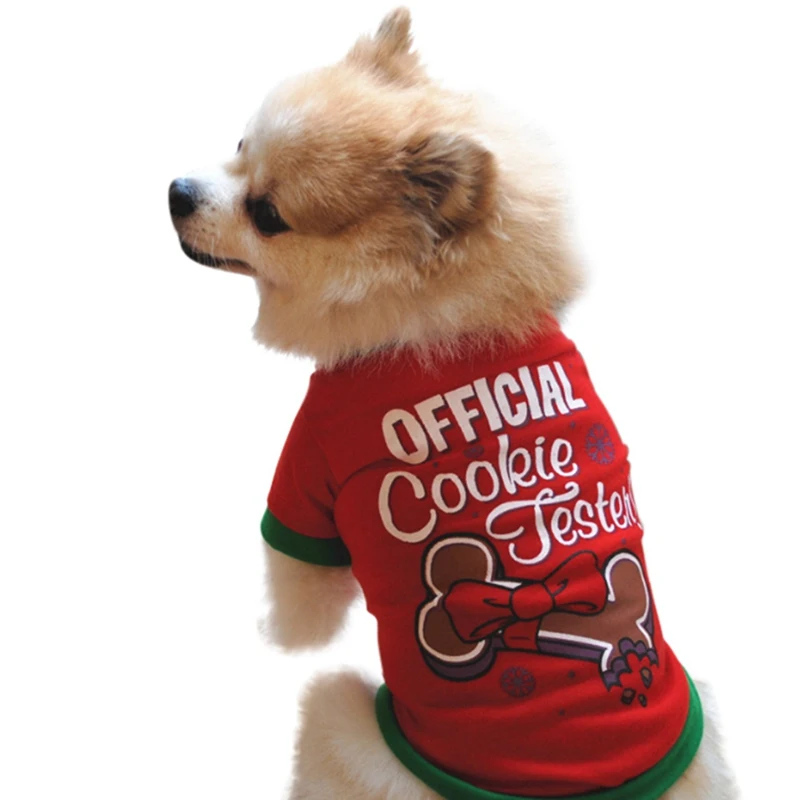Уютная Рождественская Одежда для питомцев, собак, кошек, футболки, костюм для питомцев, хлопковая одежда для маленьких собак, чихуахуа, крутая одежда для щенков