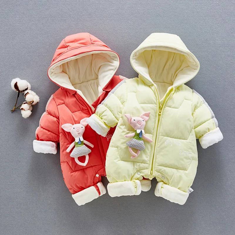 Коллекция года, Детские Ползунки для новорожденных и девочек на холодную зиму, теплые комбинезоны с героями мультфильмов, комбинезоны для малышей, детские пальто, Детский костюм