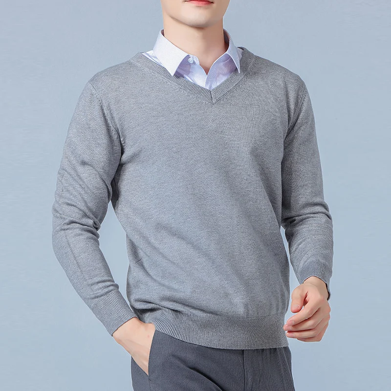 Turtleneck Sweater Basic Sweater Jacquard Sweater Men Vneck Long Sleeve Pullovers Solid Color Woolen Knitting Jumpers