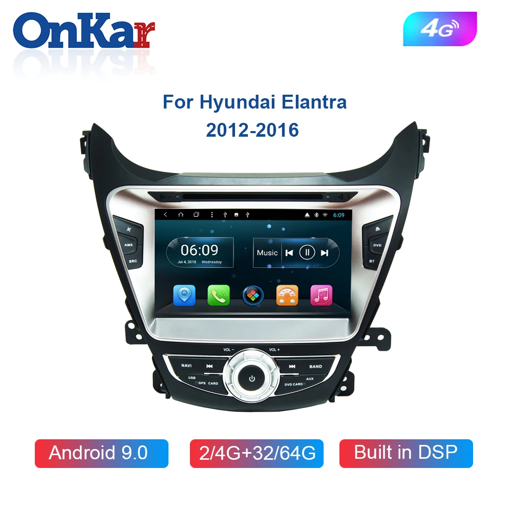 ONKAR автомобильный dvd плеер для Hyundai Elantra 2012 2016 двойной Din Android 9 0 Автомобильный GPS