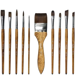 Taklon – pinceaux à peinture avec manche en bois, haute qualité, 10 pièce/ensemble WS 10, fournitures d'art pour aquarelle 