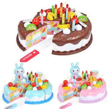 

37pcs/set Pretend Play Toys Birthday Cake Cutting Toys for Girls DIY Kitchen Toy Fun Lovely Kindgarden Educational Gifts for Boy