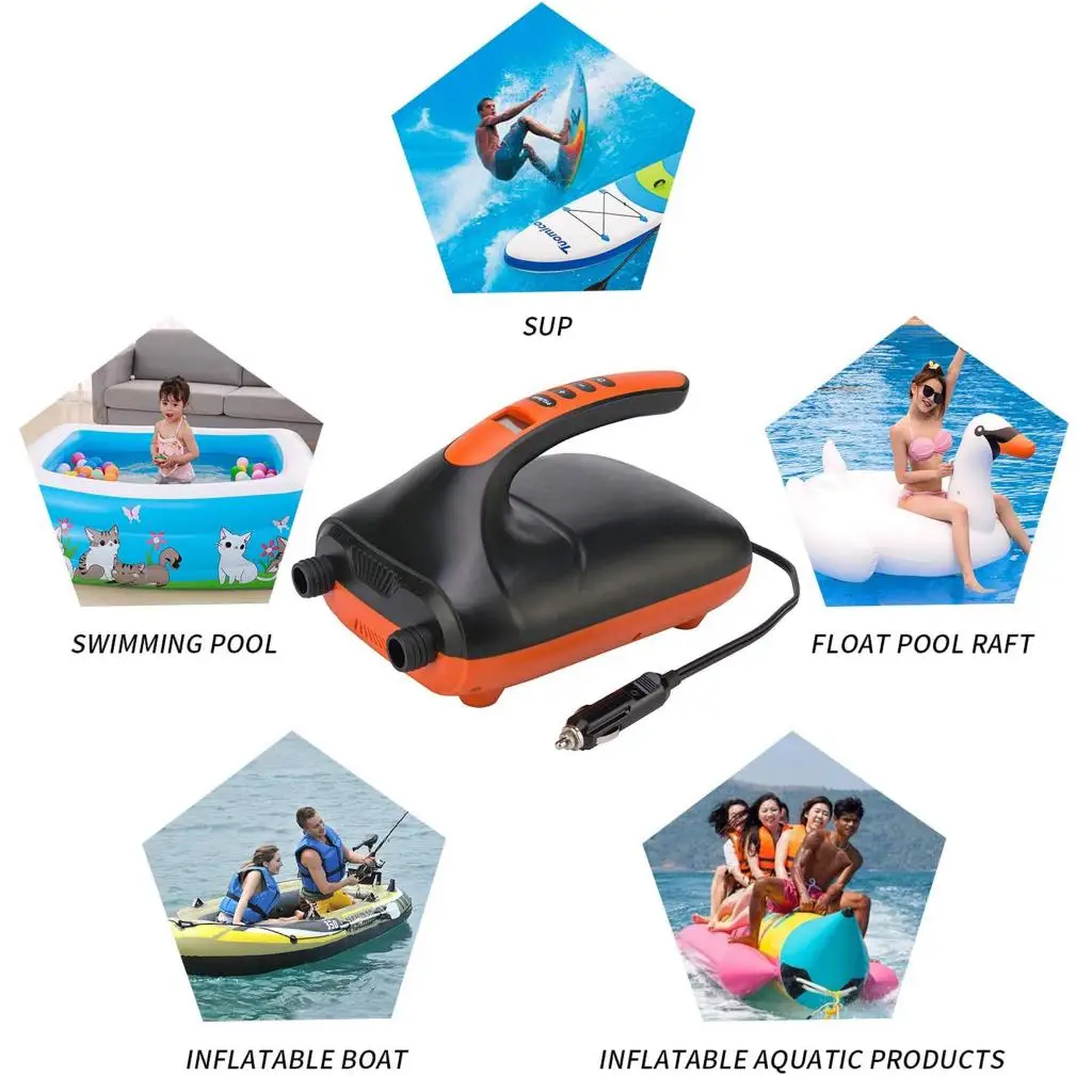 Electric Inflation Pump 12V Quick-Fill Smart Inflate Deflate Air Pump 20PSI for Inflatable Boats Kayaks Pools Airbeds