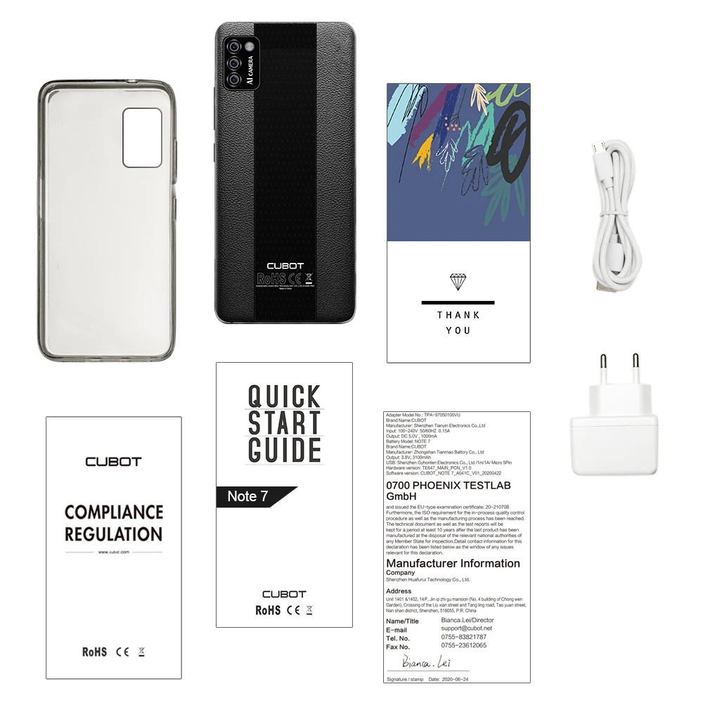 CUBOT Note 7 Mobile Phones 3100mAh Battery Rear Triple Camera Smartphone Android 10 Business Backup 5.5″ Small Cheap Cell Phone