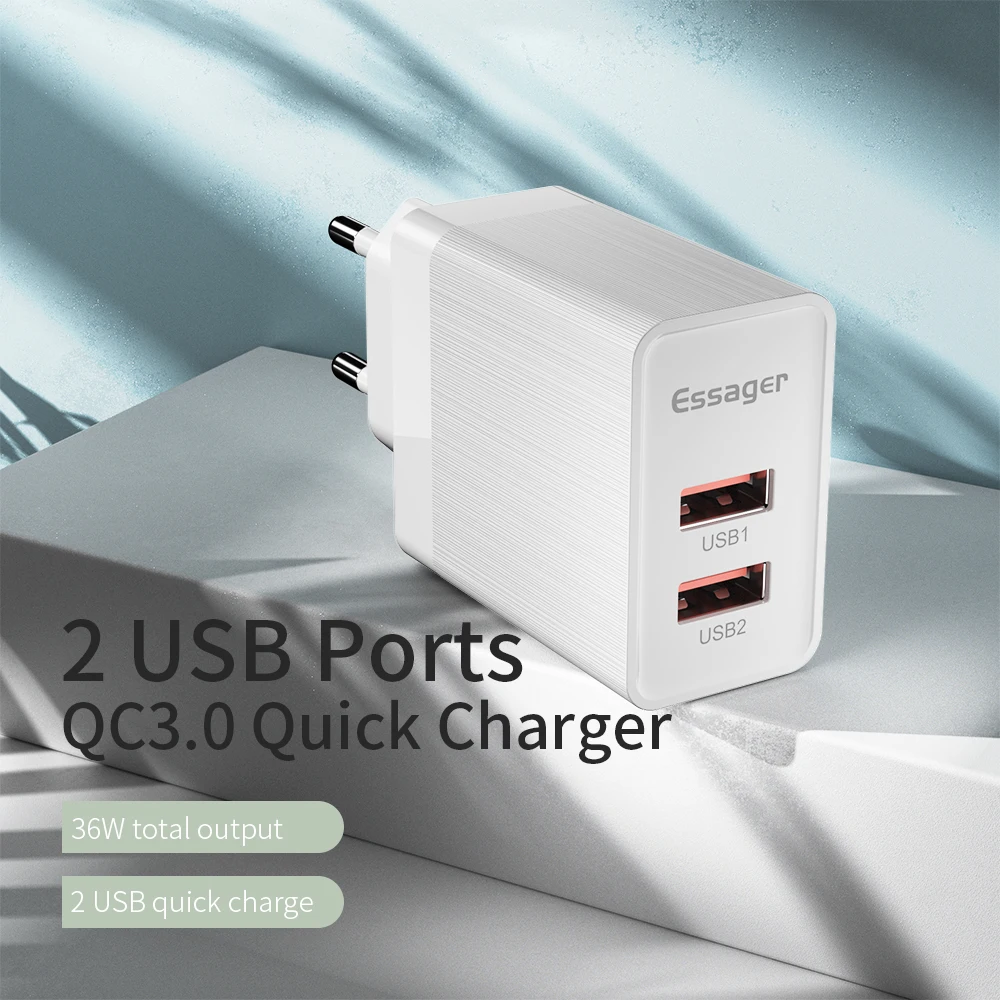 Essager 36 Вт Быстрая зарядка QC 3,0 USB зарядное устройство мульти штекер Адаптер Быстрая зарядка мобильного телефона настенное зарядное устройство для iPhone Xiaomi samsung