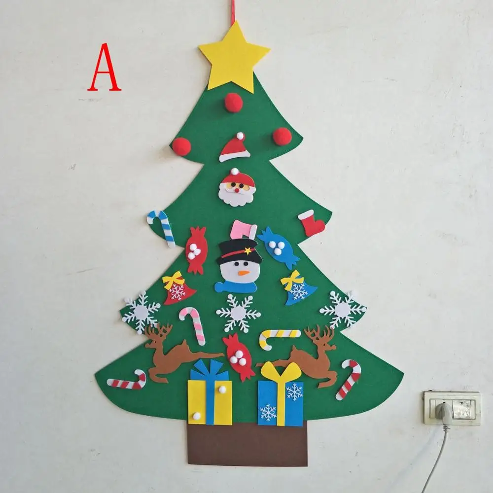 Дети DIY войлочная Рождественская елка с орнаментом для Новогоднее настенное украшение двери