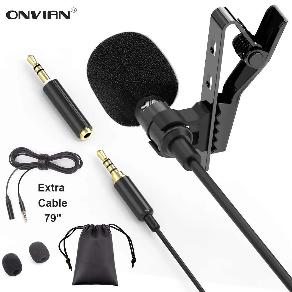 

Onvian Lavalier Lapel Microphone Omnidirectional Mic for iPhone Android phone Camera Computer Youtube Interview Video Recording