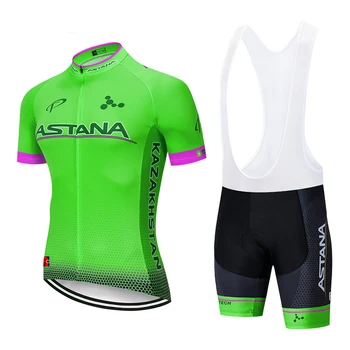 

New 2019 blue Astana team cycling jersey 12D bicycle shorts set of bicycle clothes man quick-drying equipment pro bike Maillot c