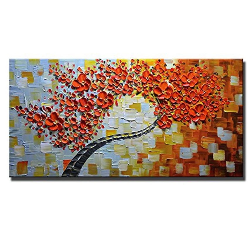 Preise Freies Verschiffen Handgemachte Moderne Abstrakte Dekorative Kleine Weiße Blumen Ölgemälde Auf Leinwand Wand Kunst Für Wohnzimmer Kein Rahmen