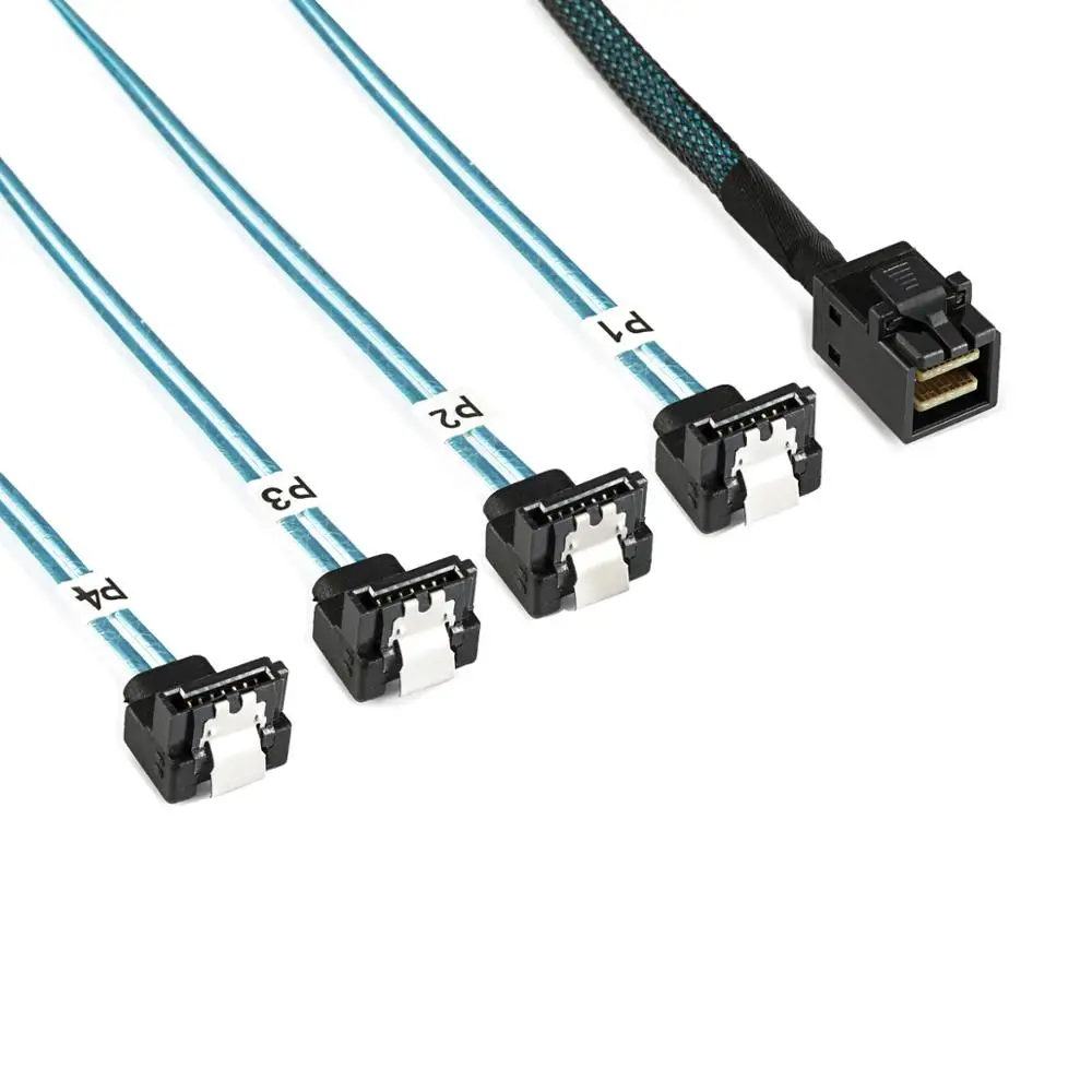 1 м 3 фута внутренний Mini SAS SFF 8643 узловой до 90 Угловой 4 SATA целевой жесткий диск 6