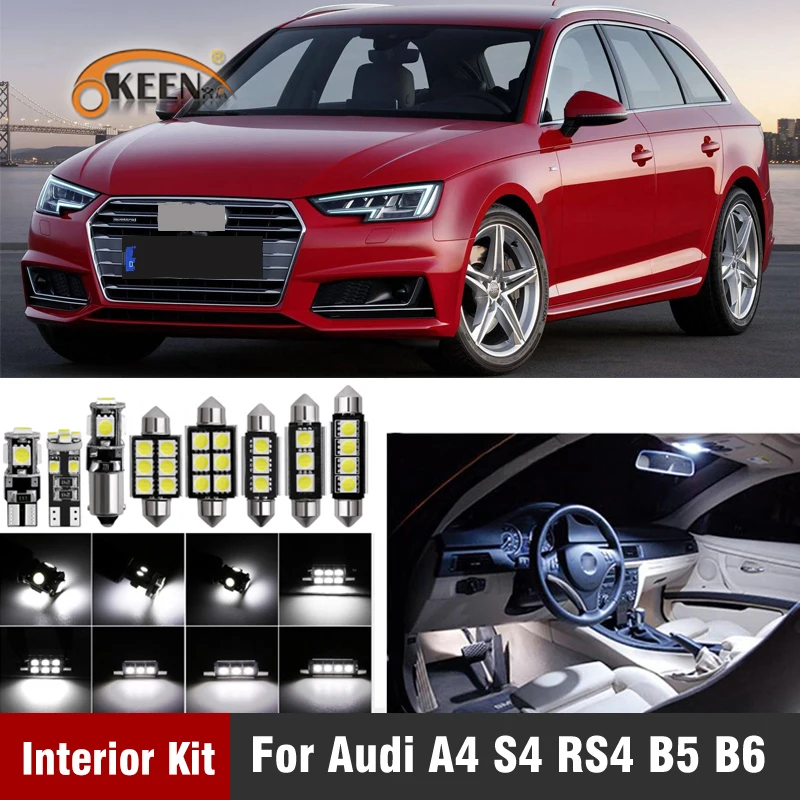 Светодиодная лампа Canbus без ошибок комплект верхнего освещения для салона Audi A4 S4