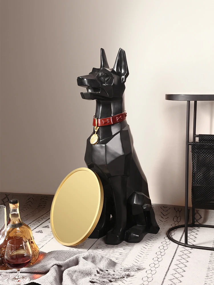 Light luxury resin Big Dog floor shelf Nordic creative home decoration accessories TV cabinet sofa corner storage tray