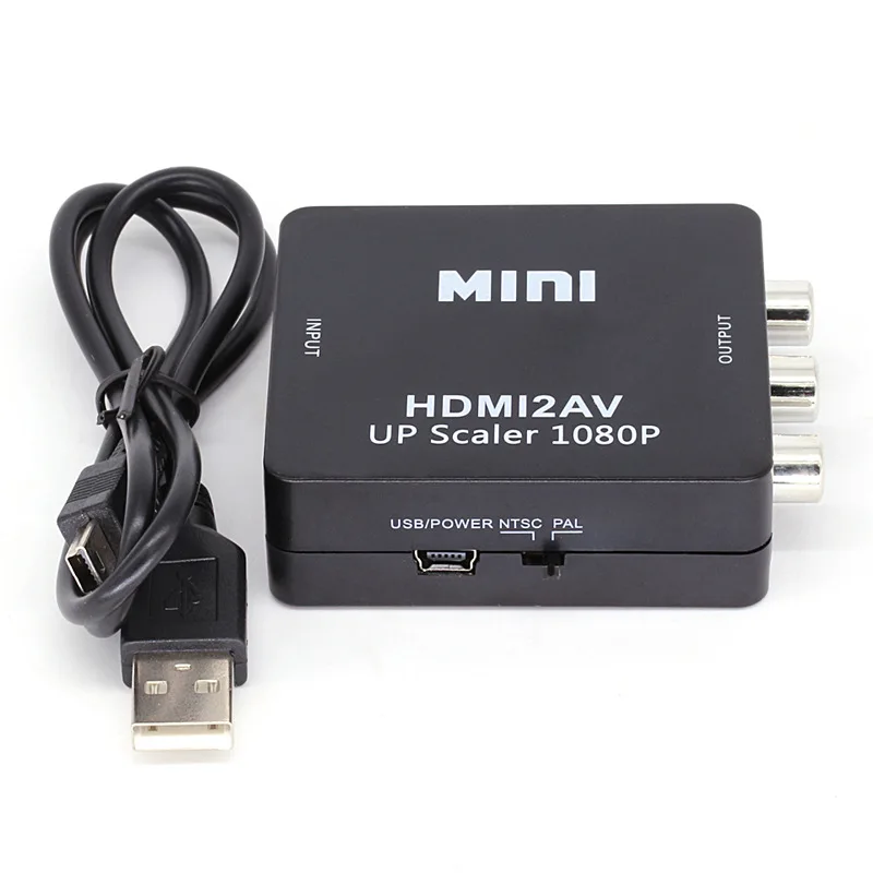 HDMI К AV адаптер Делителя Частоты HD видео конвертер коробка HDMI к RCA AV/CVSB L/R видео 1080P HDMI2AV Поддержка NTSC PAL