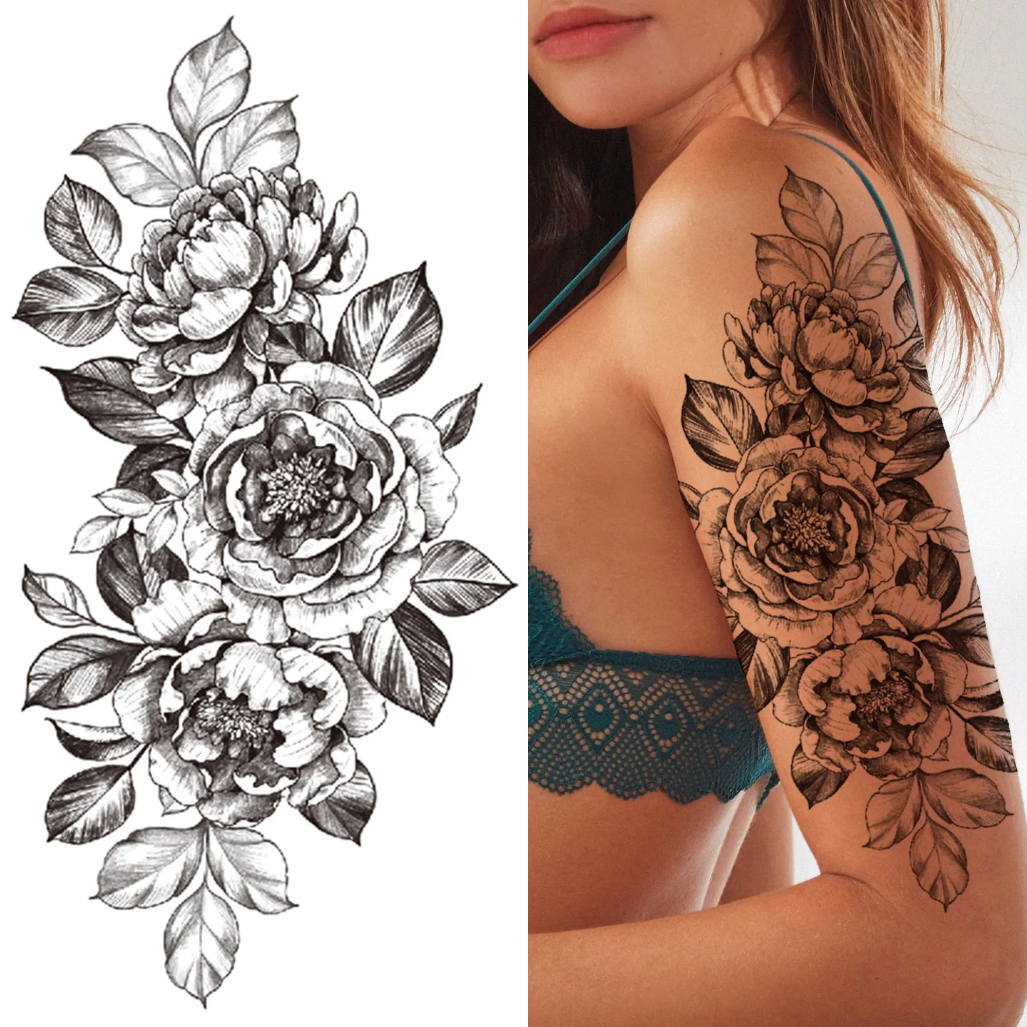 Tatouage Avant Bras Femme Fleur Papillon Tatouage Temporaire Sexy Pour Femmes, Autocollant, Fleur, Papillon, Lotus  Noir, Dragon, Crâne, Rose, Faux Tigre - Temporaire Tatouages - AliExpress