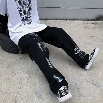 

HOUZHOU Wide Leg Cargo Pants Black Straight Loose Trousers Women Korean Style Streetwear 2020 Autumn Fashion Palazzo Pants