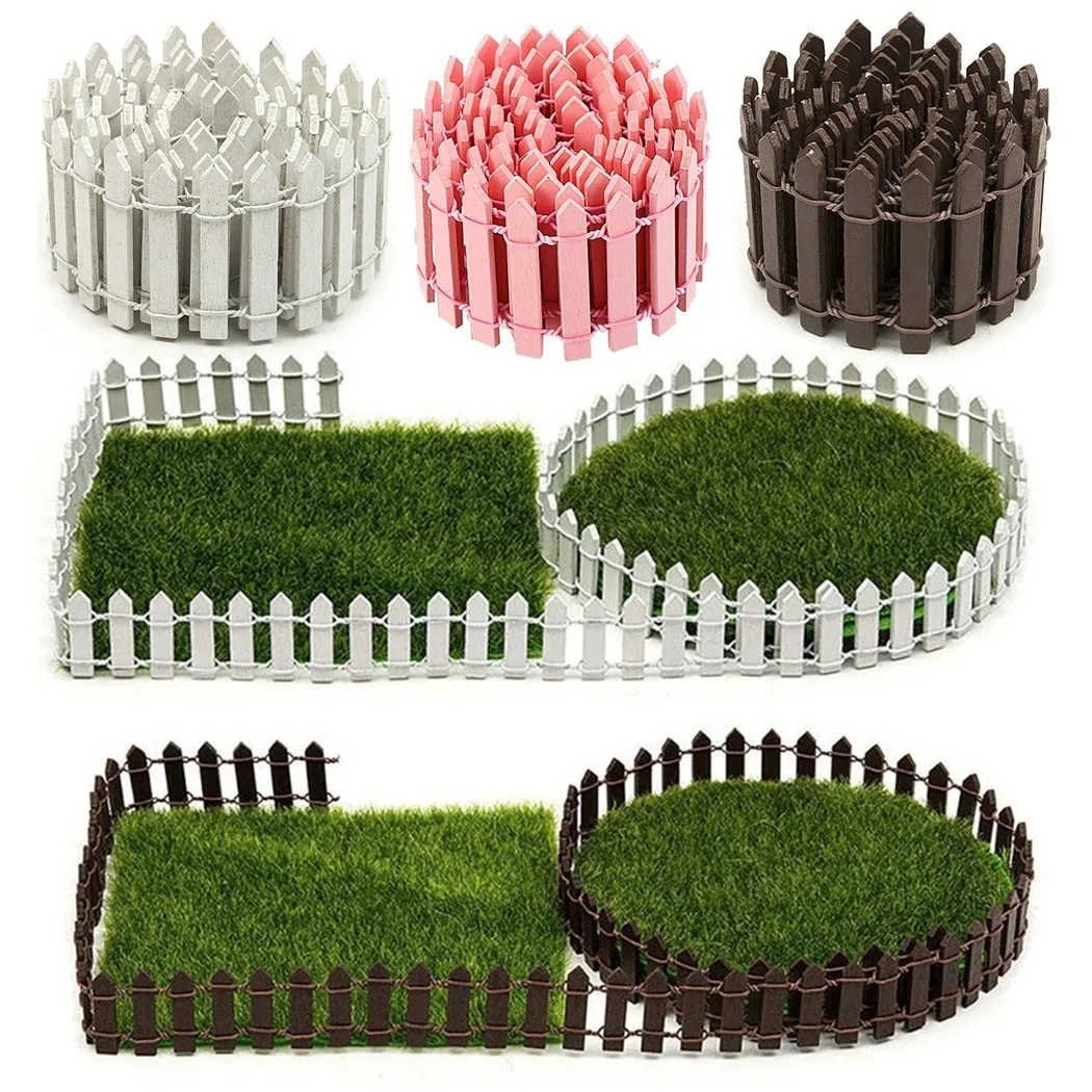 White Brown Mini Wood Fence Simulation Small Trellis 5x100cm For Succulents Potted Plants Flower DIY Home Garden Decoration