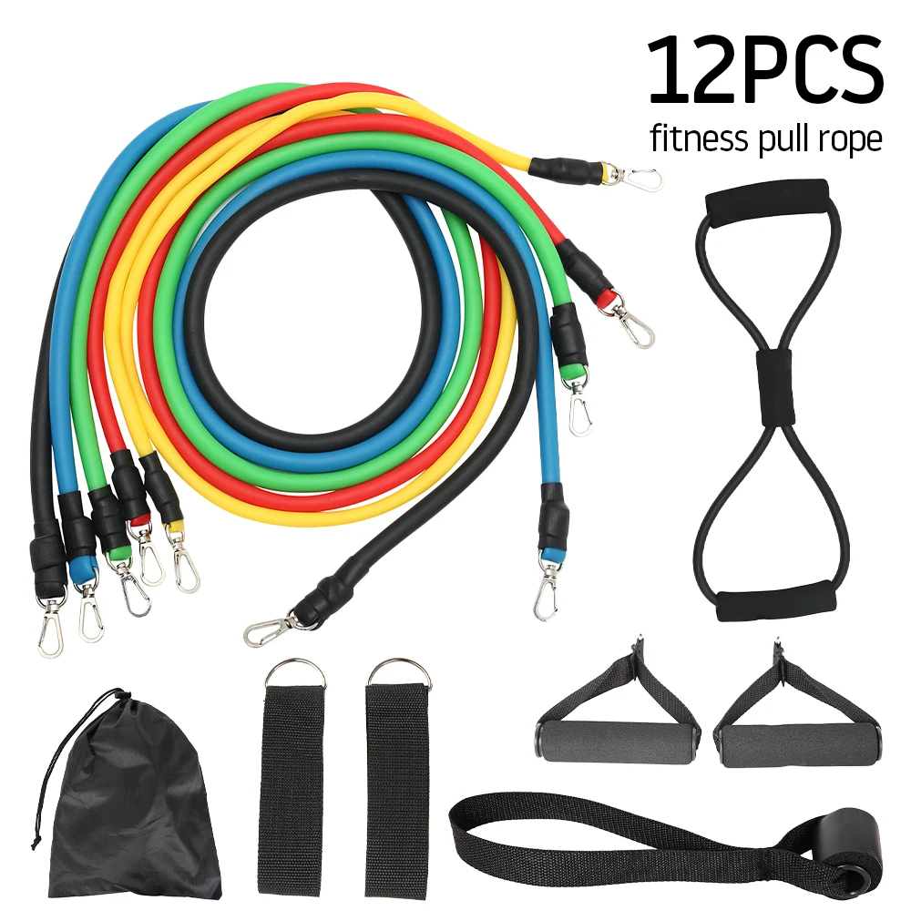 

11/12pcs Set Pull Rope Latex Fitness Exercises Resistance Bands Elastic Exercises Body Fitness Workout Strength Gym Equipment