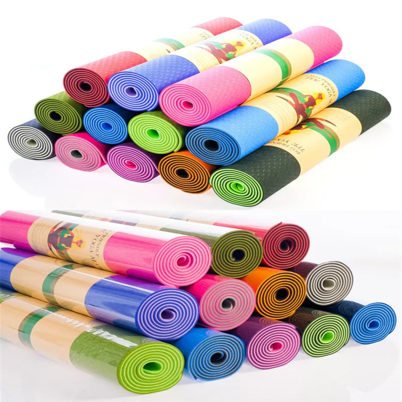 Yoga Mat Double Layer Double Color Thick Anti-slip 6 Mm Gymnastic Mat Lengthened Widened Yoga Exercise Mat duo gong neng dian
