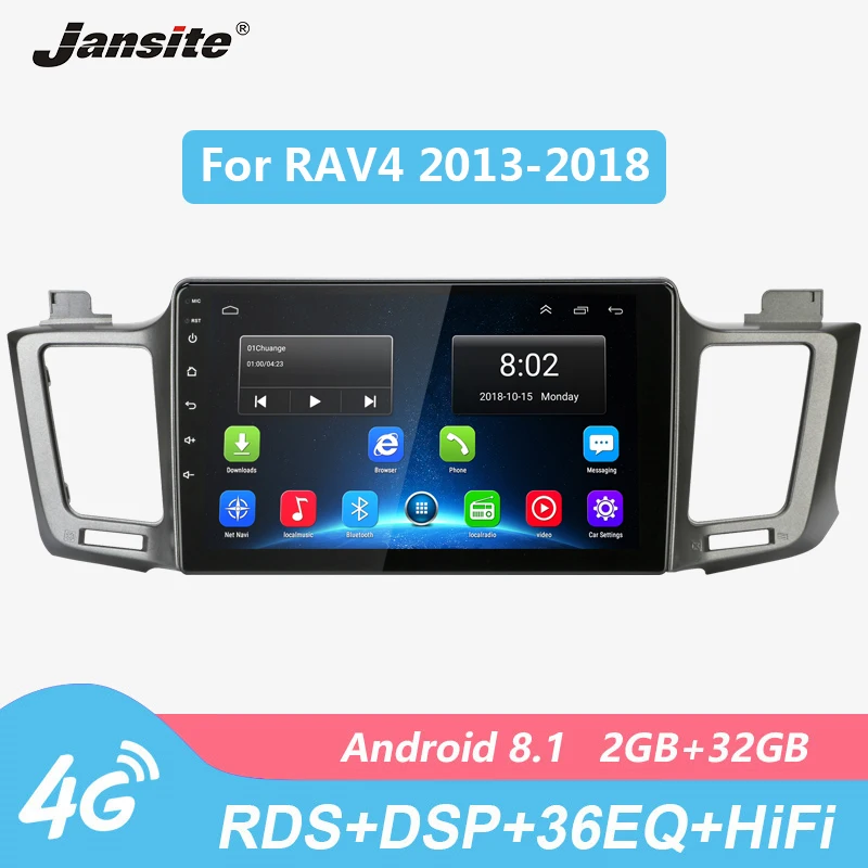 

Jansite RDS DSP 10" Car Radio For Toyota RAV4 2013-2018 4G Wifi 2G+32G Android Touch screen multimedia video players with frame