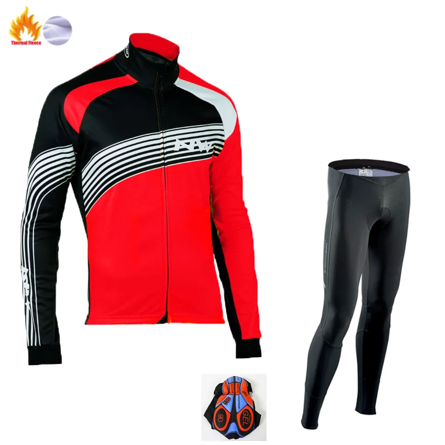 Winter Cycling suit Флуоресцентный зеленый NW Ropa Ciclismo Invierno зимняя велосипедная Джерси, Термальный флисовый комплект одежды с длинным рукавом для велоспорта, одежда для велоспорта - Цвет: Winter Cycling suit