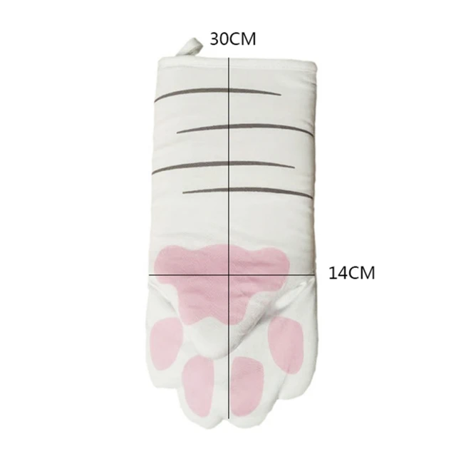 1PC Cute Cartoon Cat Paws Oven Mitts Long Cotton Baking Insulation Microwave Heat Resistant Non-slip Gloves Animal Design 5