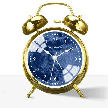 

Nordic Luxury Table Clock Gold Metal Bell Alarm Clock Silent Moon Table Clocks Metal Table Watch Desk Clock Antair Nightstand