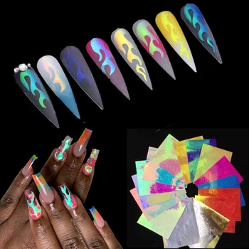 

Fire Nail Strip Tape Nail Art Stickers Thin Laser Silver Leaf Stripe Sticker DIY Nail Foil Decal Sticker Decoration
