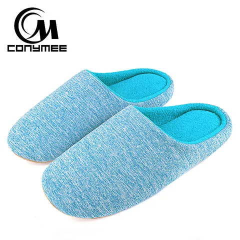 QBX-RCS Sky Blue Зимние домашние тапочки; повседневная обувь Мужская мягкая плюшевый домик; обувь из хлопка; противоскользящие мужские теплые комнатные тапочки Большие размеры мужские меховые тапочки сандалии утолщенные бархатные обувь - Цвет: QBX-RCS Sky Blue