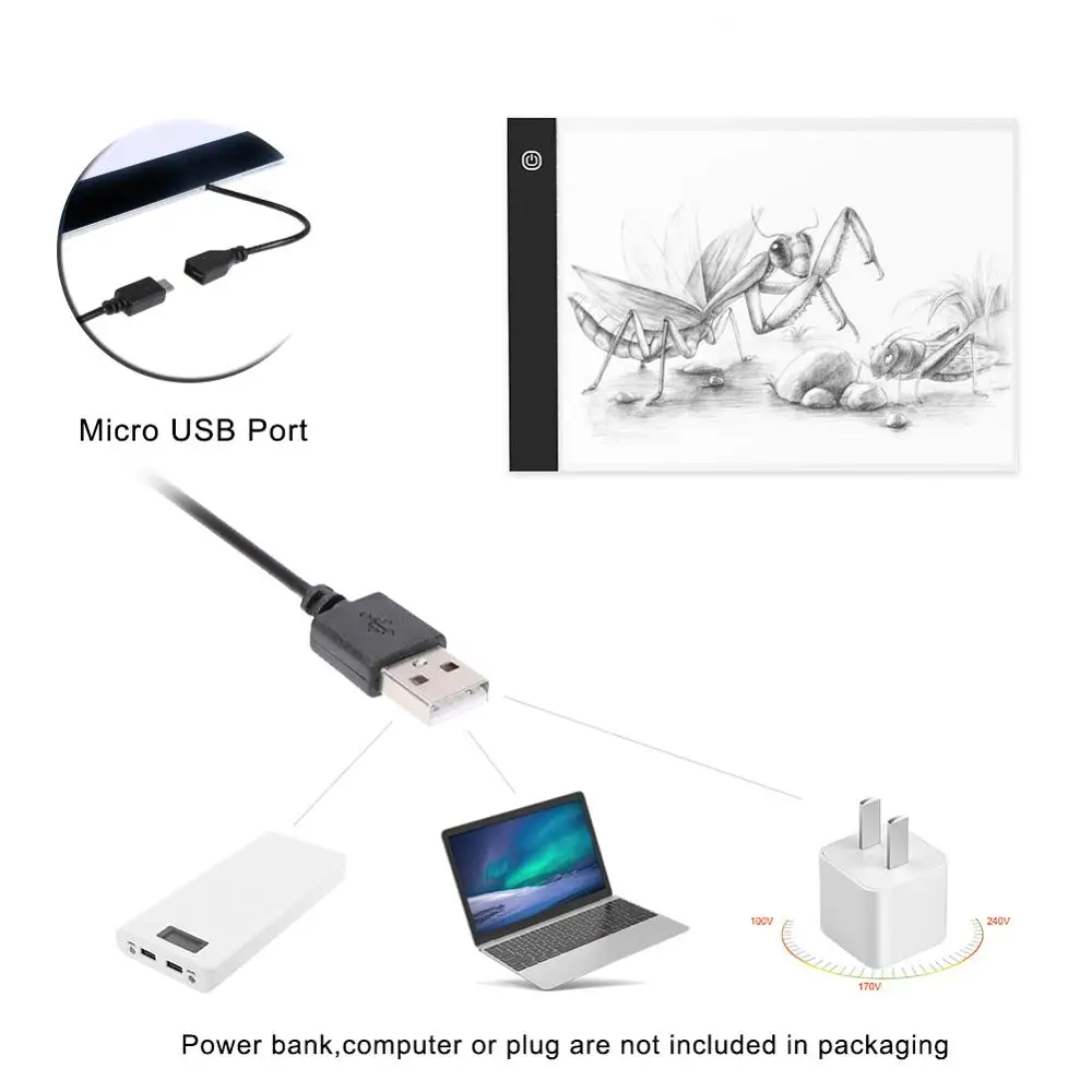 USB LED A4 Бумага привело скопировать Pad стол Книги по искусству Рисование