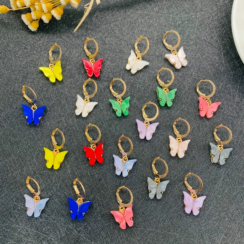 Милые блестящие серьги-бабочки для женщин висячие серьги в уличном стиле