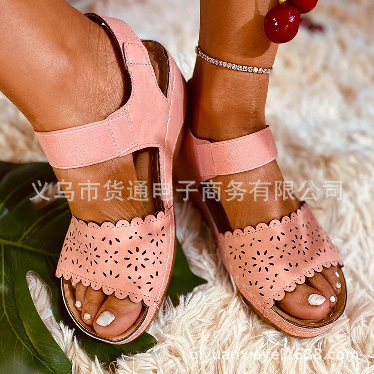 

Woman 2020 Summer Leather Vintage Sandals Buckle Casual Sewing Women Retro Sandalias Female Ladies Platform Shoes Women